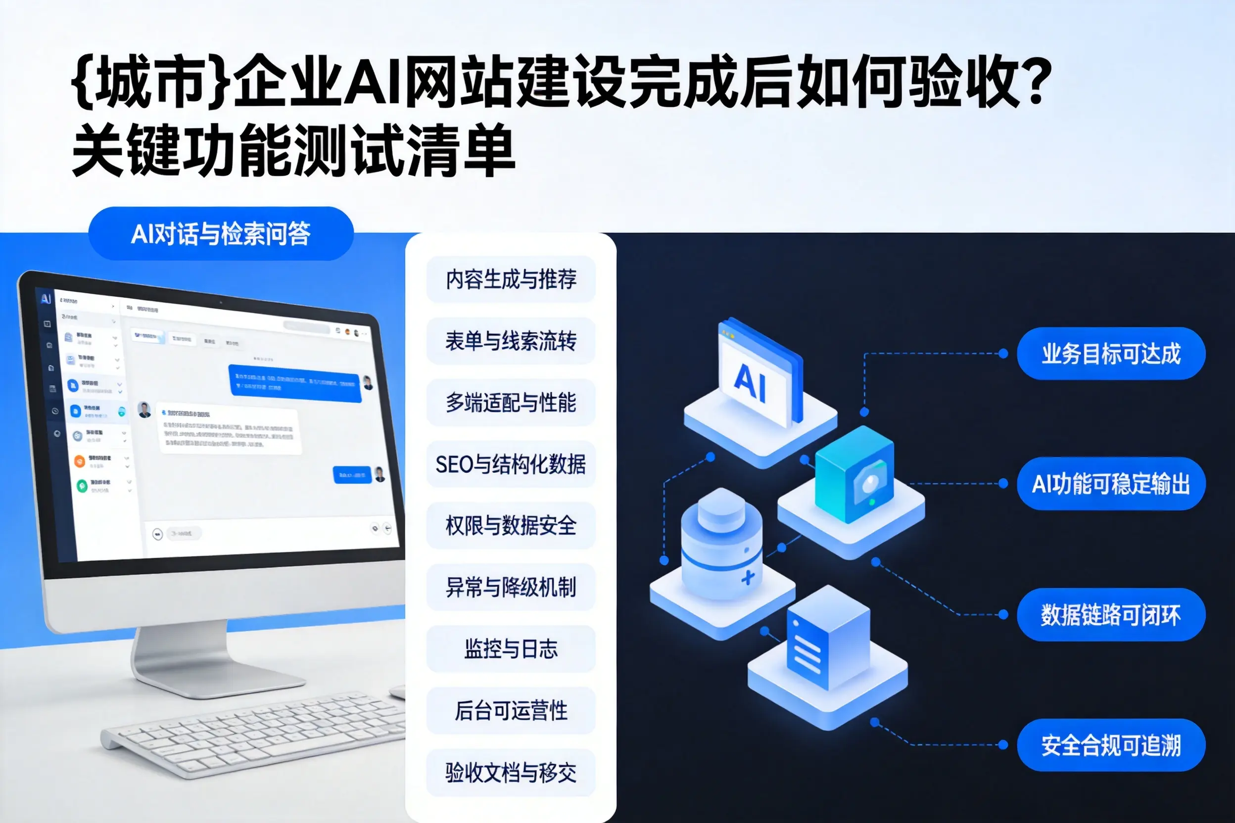 广元企业AI网站建设完成后如何验收？关键功能测试清单