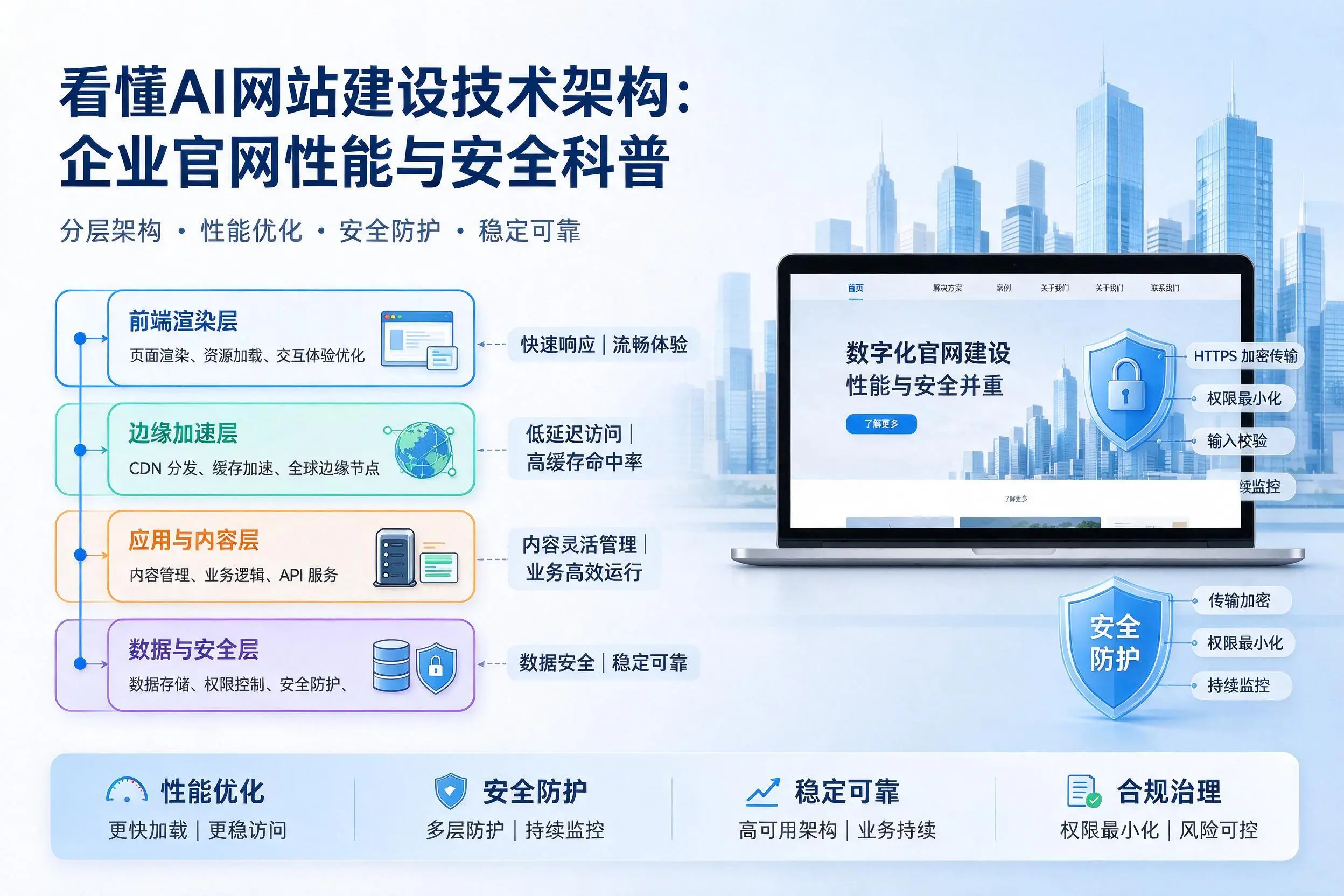 看懂AI网站建设技术架构:广元企业官网性能与安全科普