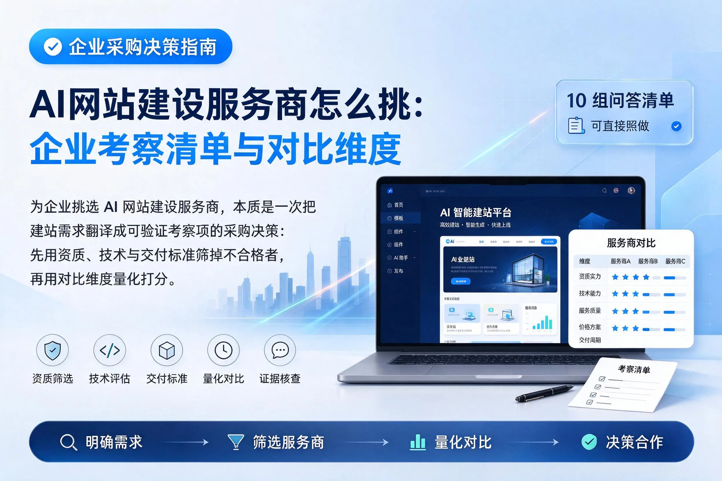 AI网站建设服务商怎么挑：广元企业考察清单与对比维度