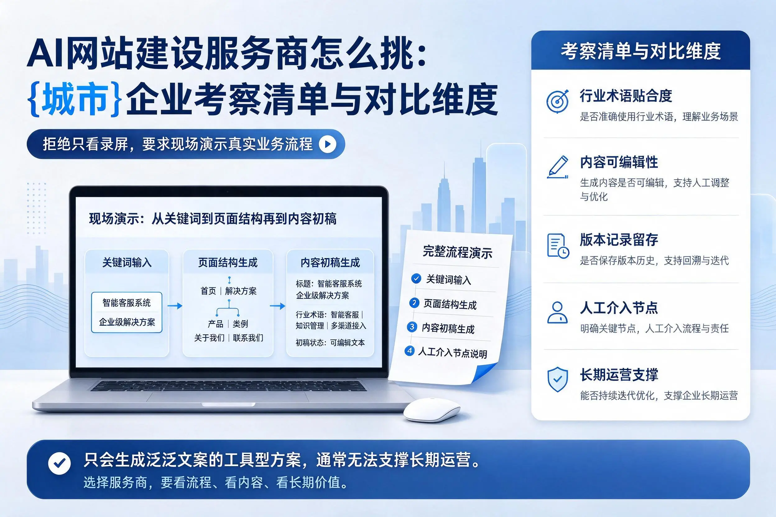 AI网站建设服务商怎么挑：广元企业考察清单与对比维度